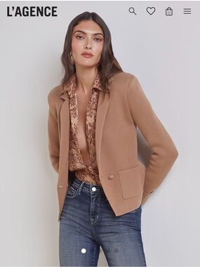 L’Agence Ginger Snap Knit Blazer,Single Button Tailored Jacket,size S, Ret. $395